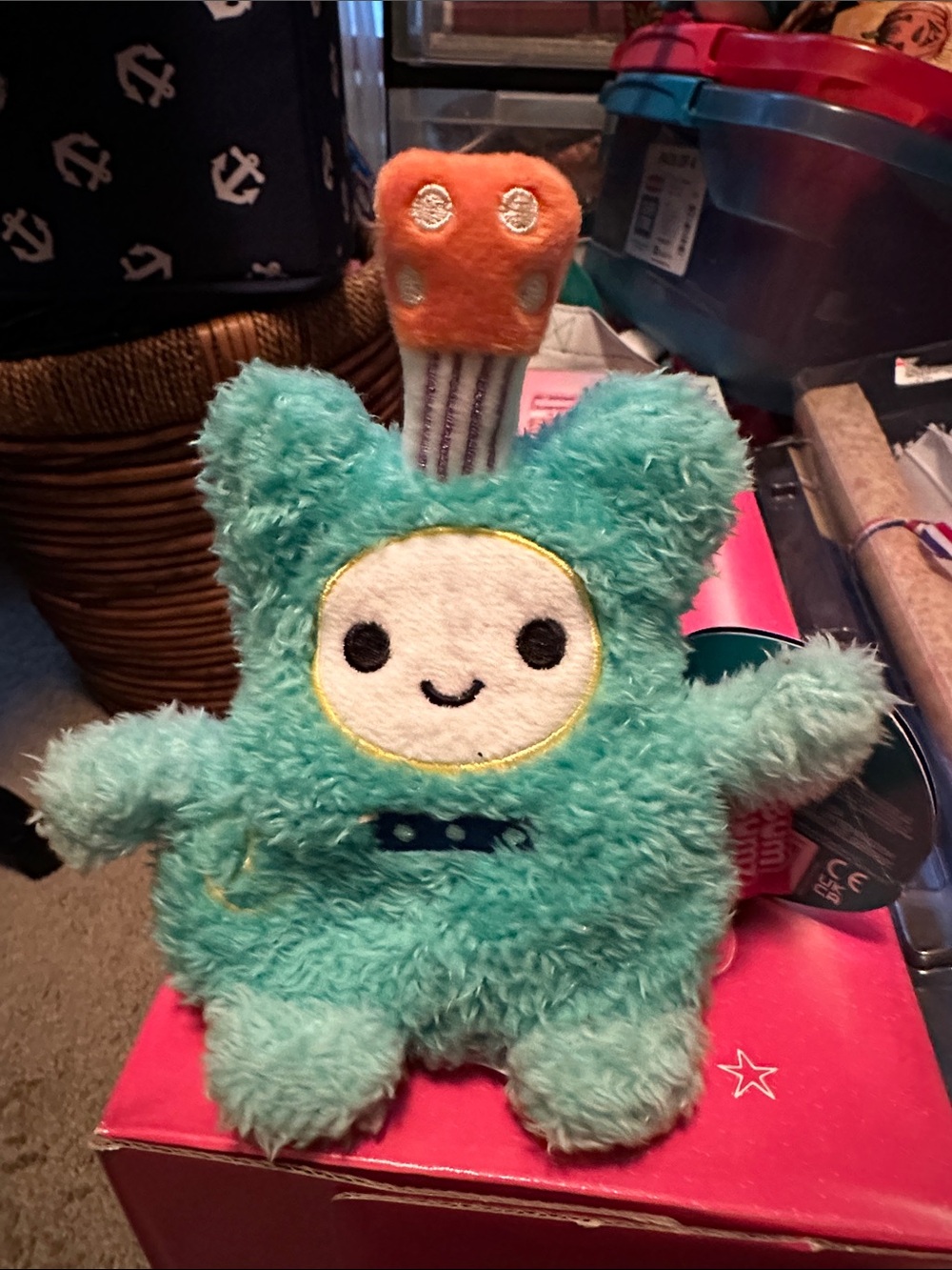 Teal Plush Monster Stuffed Toy - Cute Cuddly Companion